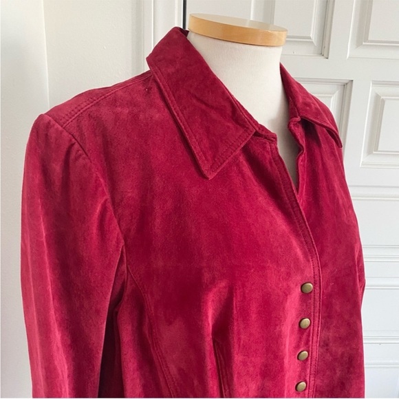 Coldwater Creek Red Suede Leather Jacket Classic Coat Size 2X - Picture 3 of 16